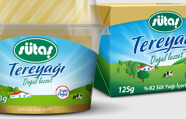 Sütaş butter packaging, detail